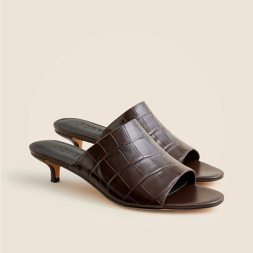 J Crew used Wide-strap mule heels in Italian croc-embossed leather CH308